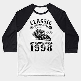 20th Birthday Gift | 20 Years Old | Born in 1998 | Made in 1998 | Vintage Birthday Gift | Motorcycle Lover | Retro Bike Lover | Birthday Gift for Men Baseball T-Shirt